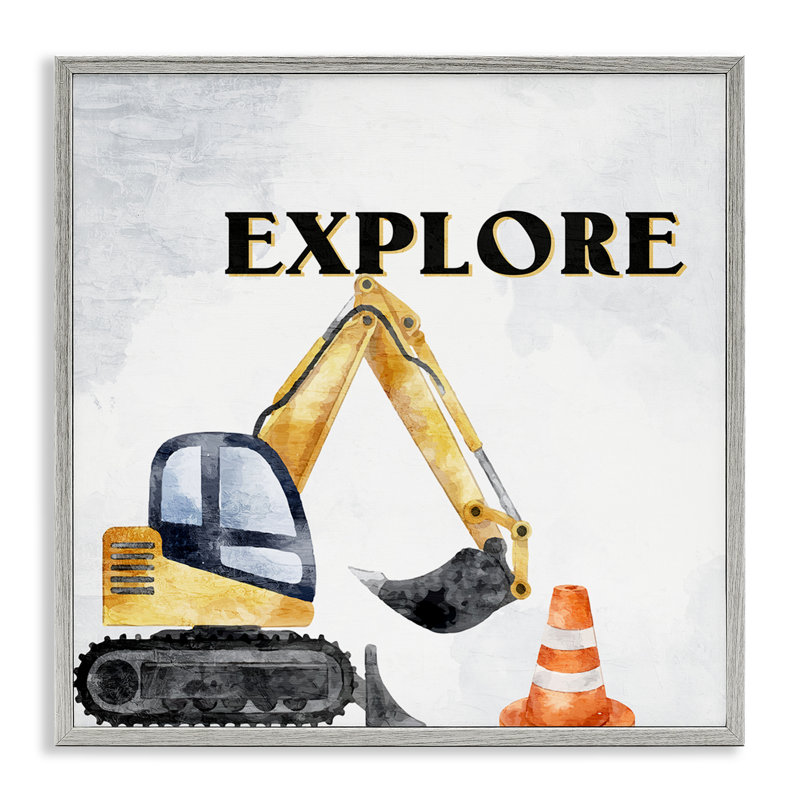  «Explore Construction Construction», estampe numérique encadrée par Kim Allen, Estampe numérique Farmhouse