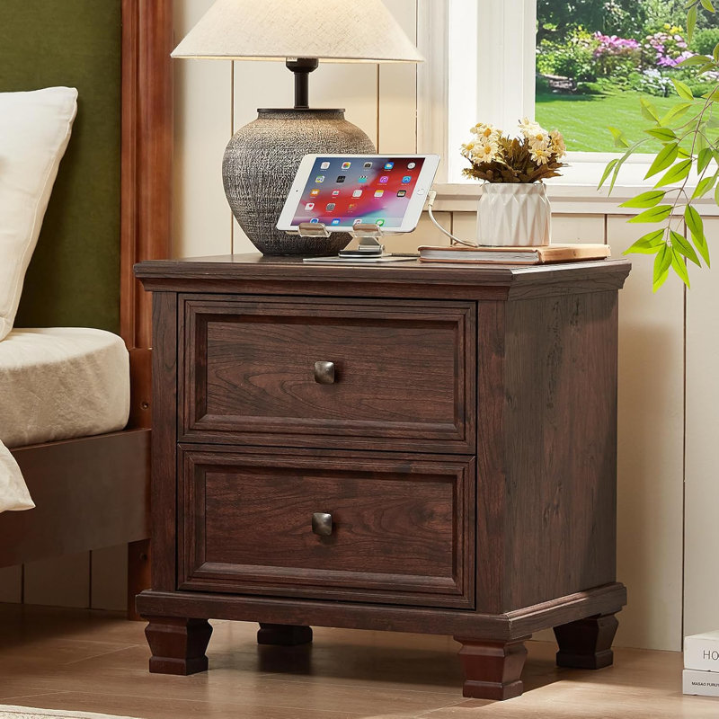 Simple And Low Bedside Table, Brown, Brown