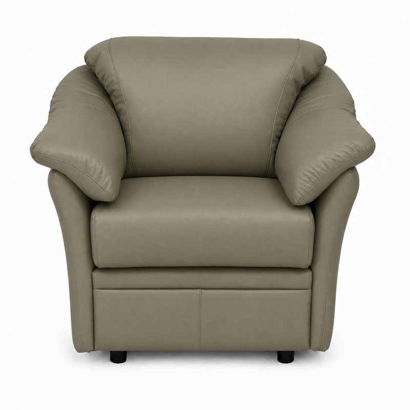 Fauteuil Ramdev, Cuir véritable gris clair, Chaise