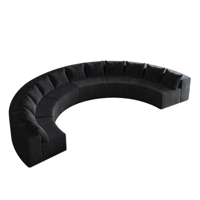 Lennon Semi-Circular Corduroy Sectional Sofa with 12 Pillows