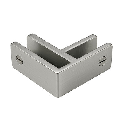  Pince de fixation verre à verre de type 90 degrés, compatible avec une épaisseur de verre de 3/8 po à 1/2 po, finition en acier inoxydable brossé
