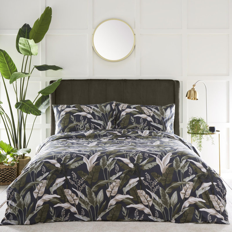 O. Botanicals Olive Duvet Cover Set Polyester Floral Duvet Cover with Pillowcases Included