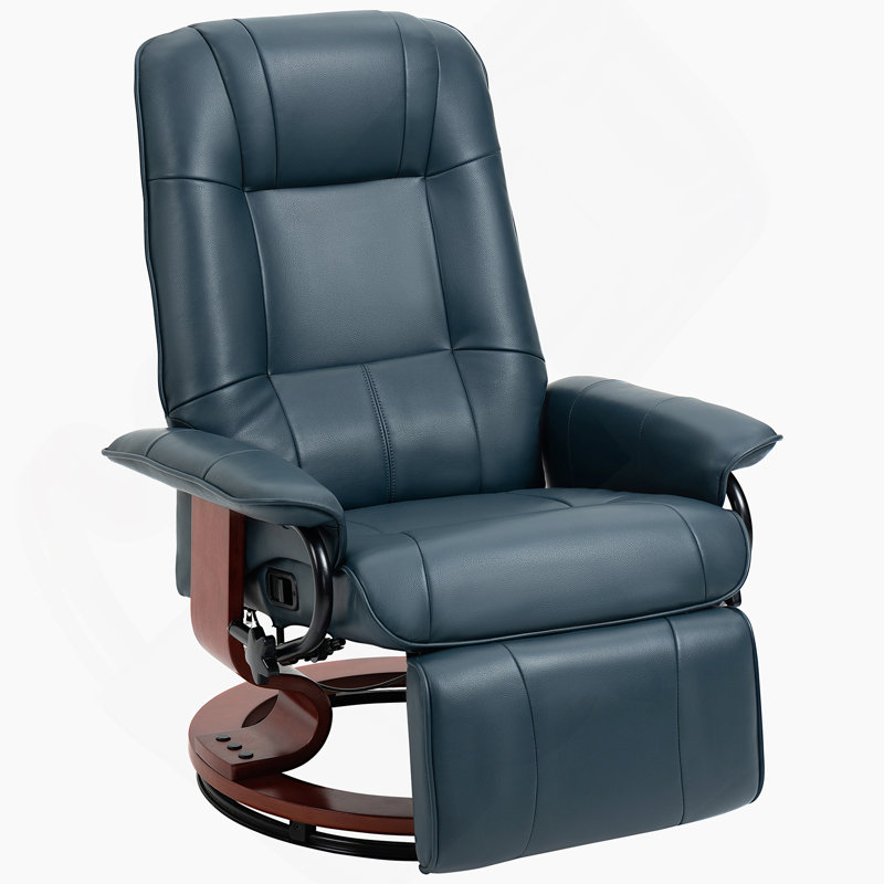 Faux Leather Manual Recliner, Blue 