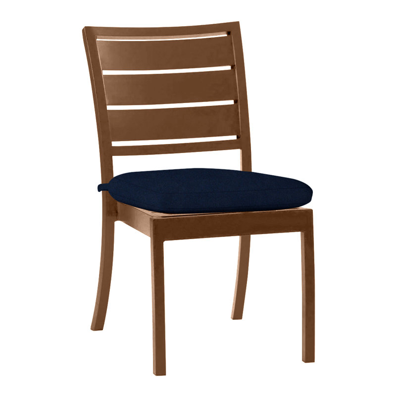 Chaise d'appoint en aluminium Charleston - chêne, Pas de soudure, Velours indigo, Chêne