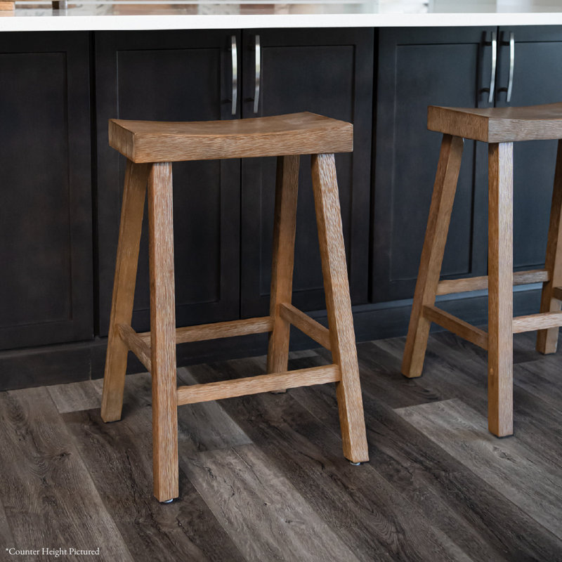 Maven Lane Vincent Wooden Kitchen Stool, Bar Stool ( 31" Seat Height ), Antiqued Natural