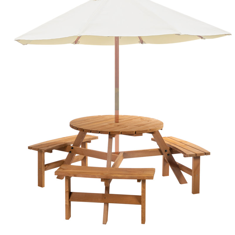 6 - Person Wood Patio Dining Set with Round Table