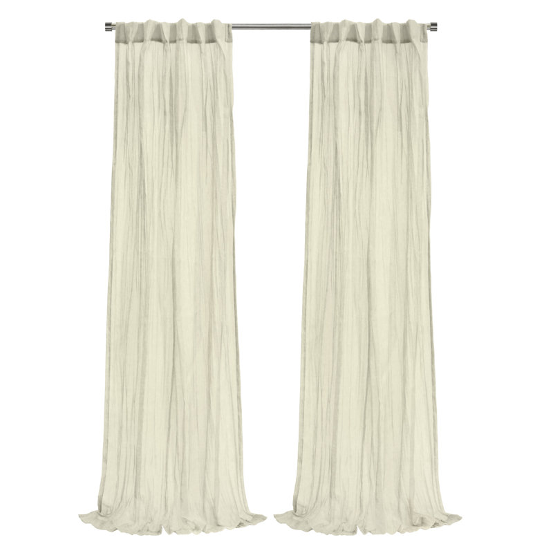 Shepardsville Sheer Curtain Single Panel, Cream, 52" W x 95" L
