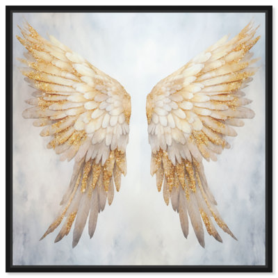 «Elegant Angel Wings», art mural élégant en or blanc par Art Remedy