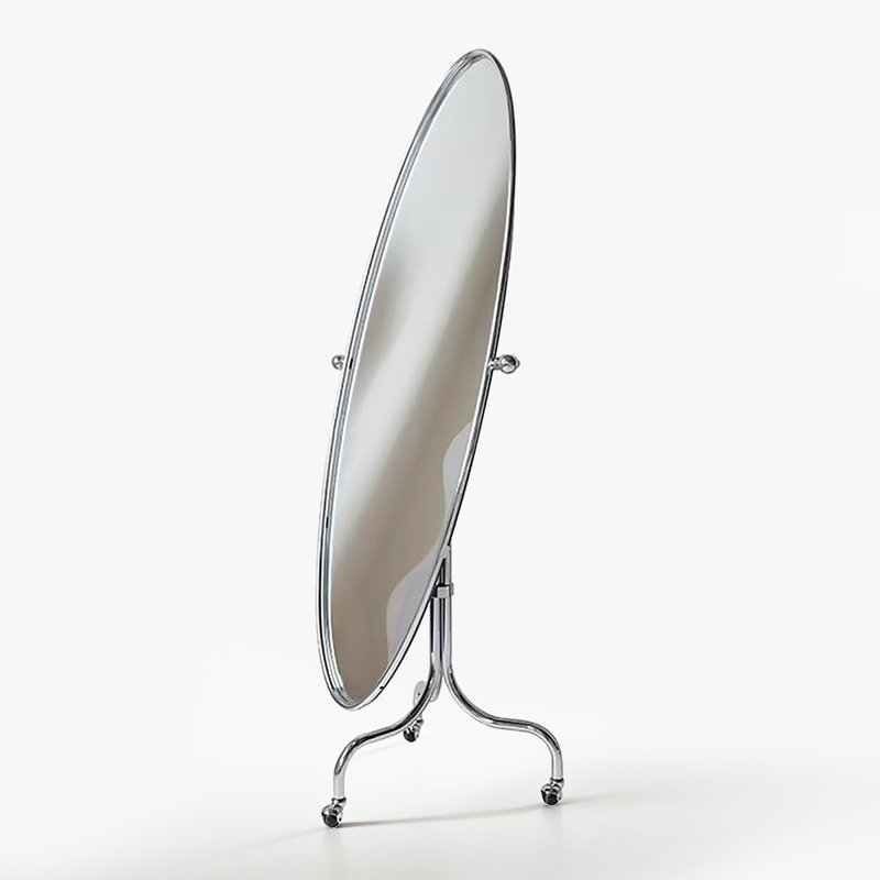 Nordic-Inspired Stainless Steel Mobile Full-Length Mirror