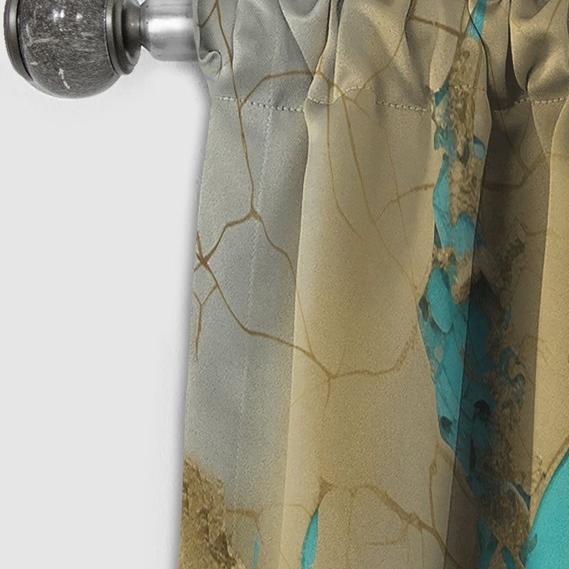 Encre liquide captivante Turquoise Gold - Rideau occultant marbre marbre abstrait - 1 panneaux, L 52 po x L 95 po