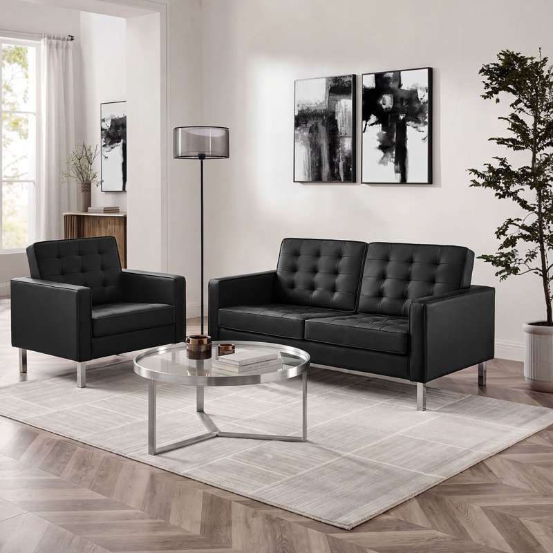 Ensemble de causeuse et fauteuil Clinger, Noir