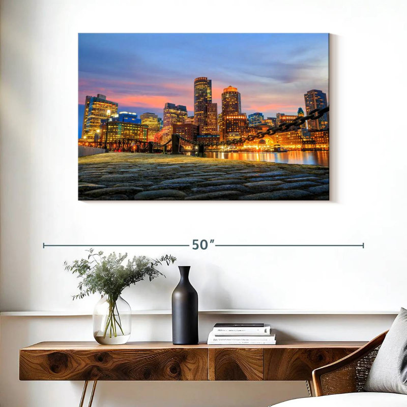 Boston Harbor Dusk Lights, 26" H x 39" W