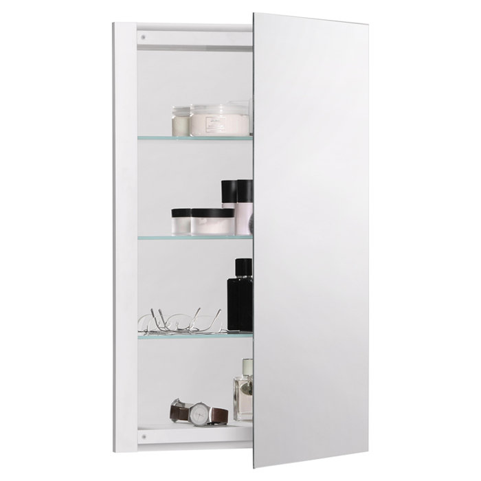 R3 Series Recessed or Surface Mount Frameless Medicine Cabinet with 3 Adjustable Shelves, 26"H x 24"W x 4"D, Beveled edge