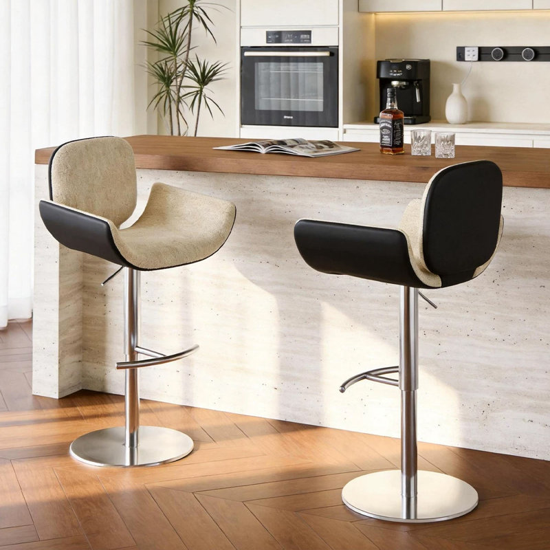 Chaise d'appoint à dossier beige et noir uni (ensemble de 2)