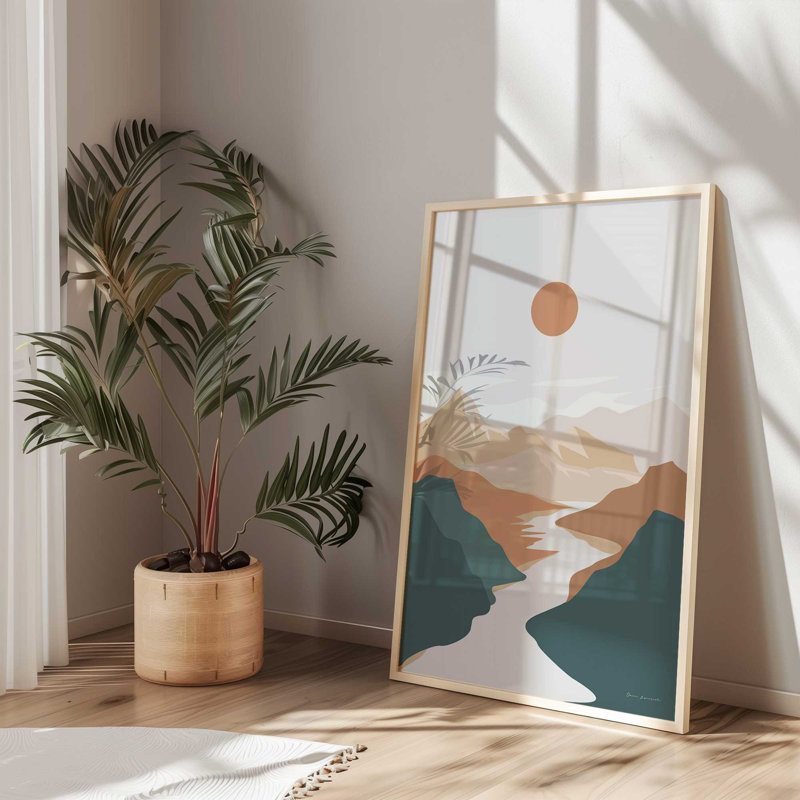 Impression roulée Minimalist Mountain Escape v1, H 17 po x l 13 po x P 1,25 po, Cadre opaque blanc
