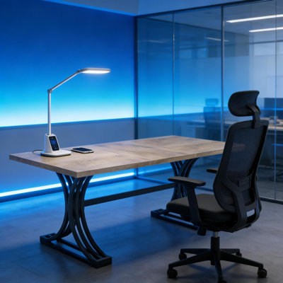 Bureaux de luxe en métal noir, style de bureau moderne et spacieux