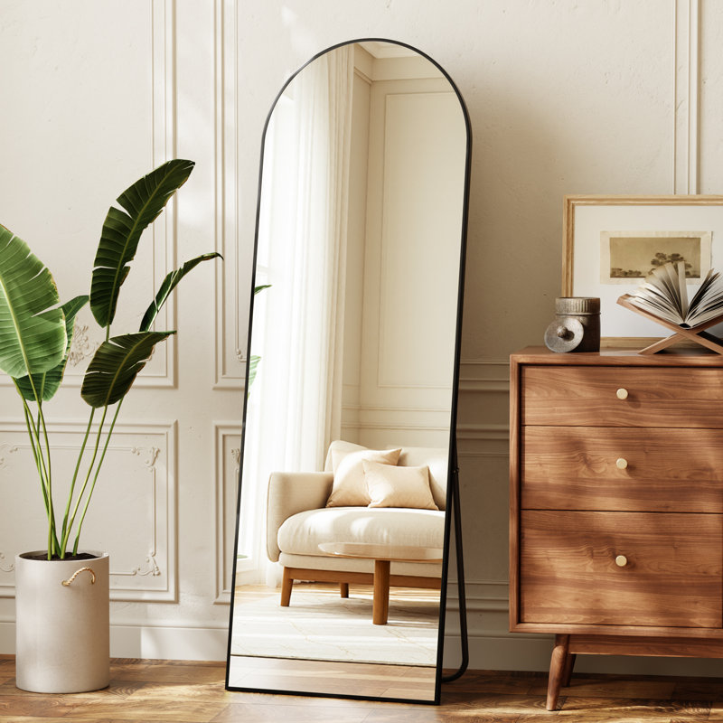 Aluminium Arch Mirror, Black, 162.6cm H x 53.3cm W