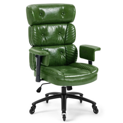 Chaise de bureau en cuir à trois sections avec roulettes en caoutchouc