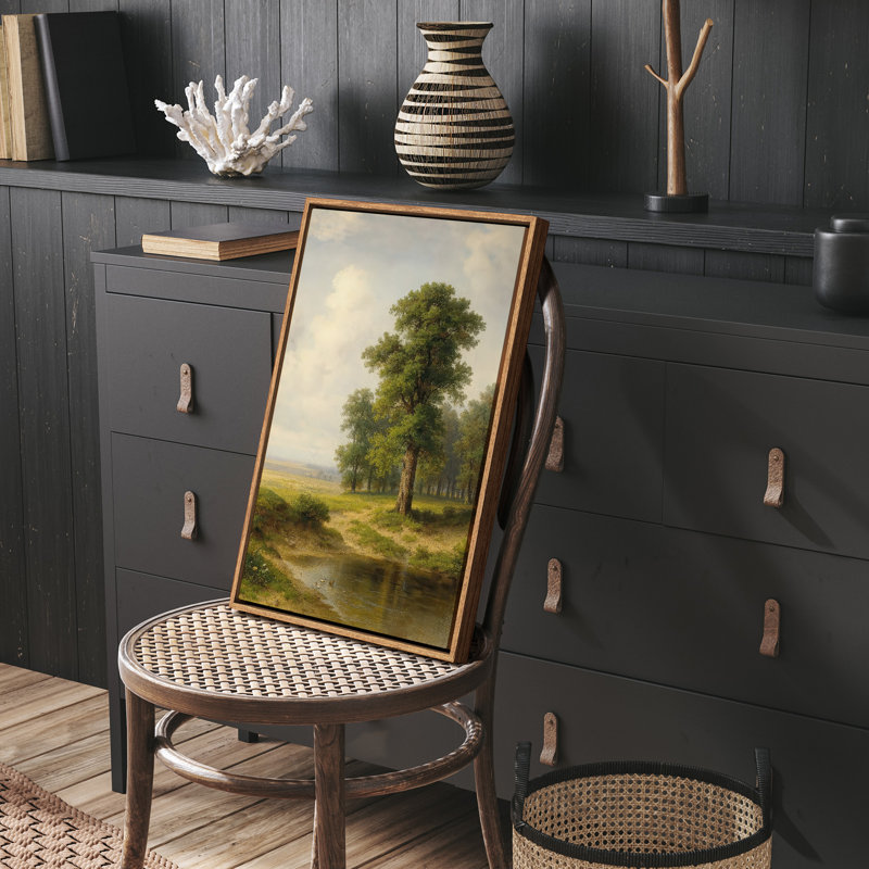 Art mural encadré abstrait rétro antique classique pour chambre à coucher, H 24 po x l 16 po, Naturel