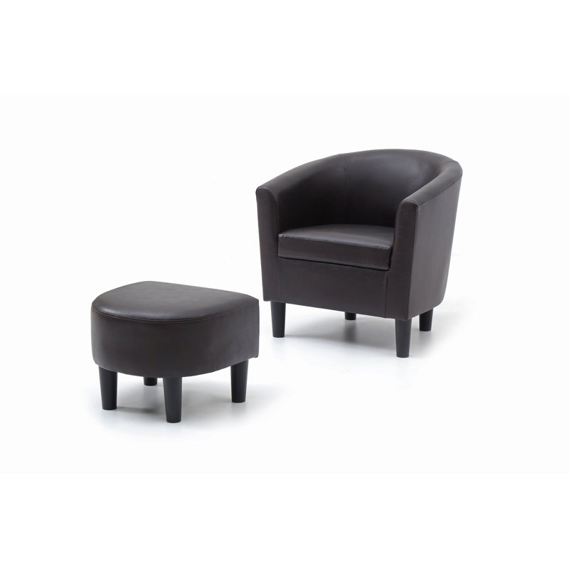 Chaise + repose-pieds Salem 5A3E2BC29E6C428FAD1429798F94B9E5, Similicuir noir