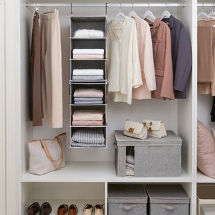 Hanging Closet Organizer 6 Shelf, Hanging Shelves for Closet with 3  Removable Drawers & Side Pockets, Hanging Shelf Organizer for Bedroom or  Garment Rack, 12'' x 12'' x 43.3'', Dark Gray