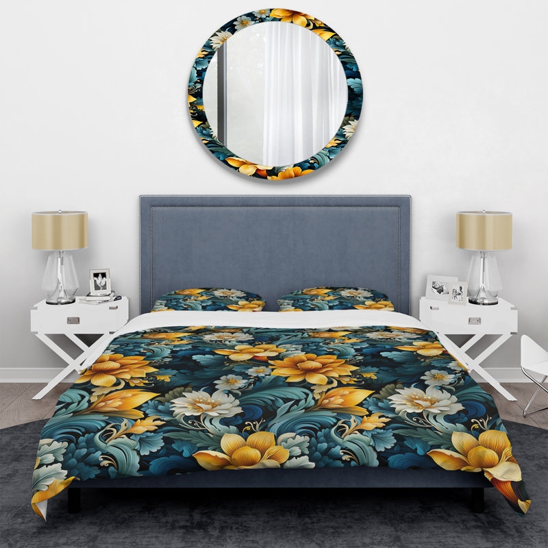 Ensemble de housse de couette floral multicolore à motif floral tropical, Housse de couette pour très grand lit et 2 très