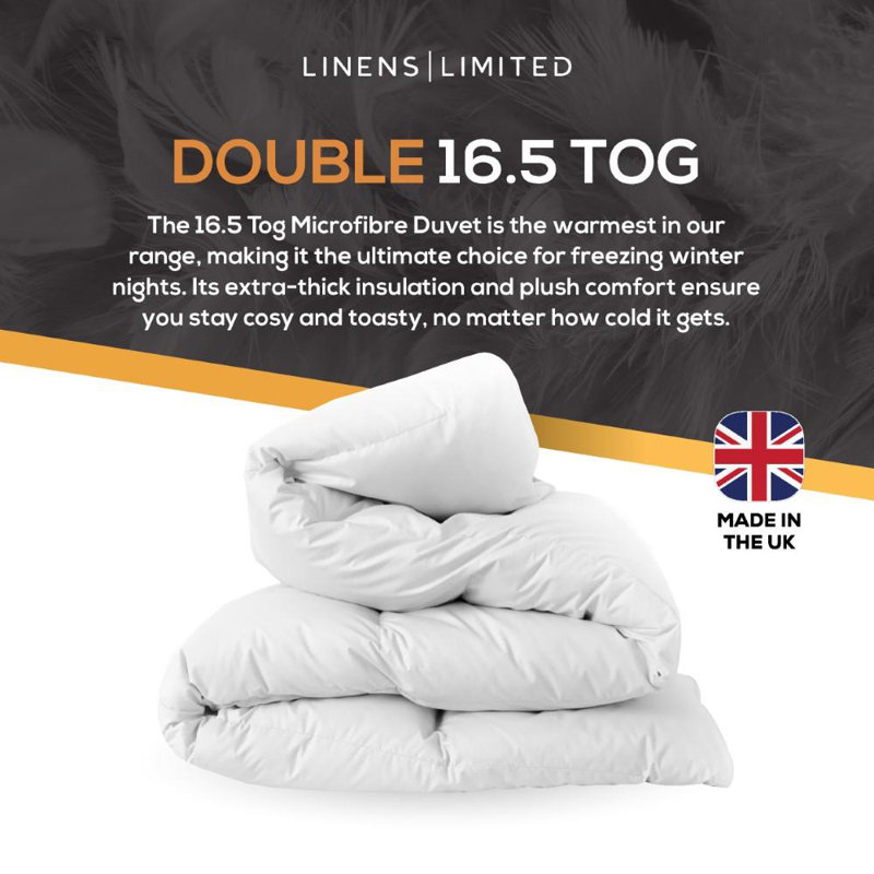 Linens Limited Feels Like Down Duvet, Made in the UK, Luxurious Quilt, Soft and Comfy, Ultra-Fine Siliconised Hollowfibre, Machine Washable (White)