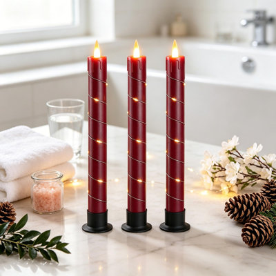 Unscented Flameless Taper Candle with Plastic Holder
