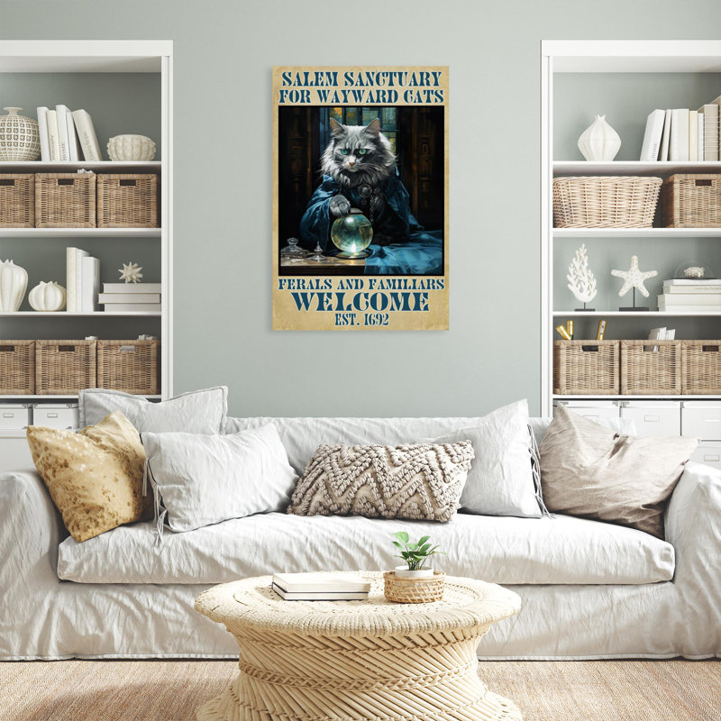 «Cat Salem Sanctuary» - 1 pièce Rectangle Ar Cat Salem Sanctuary sur toile, impression, H 14 po x l 11 po x P 1,25 po