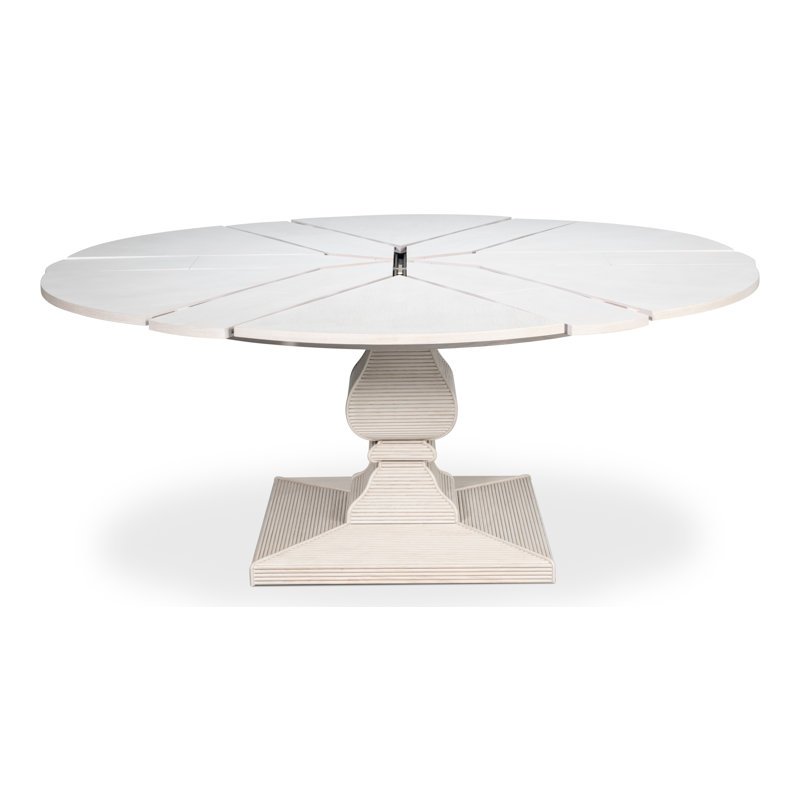 Kelso Equestrian Round Solid Wood Dining Table, 30"H x 55"L x 55"W, Working White