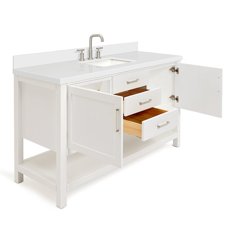 Bayhill 61'' W Single Vanity, White, Rectangular