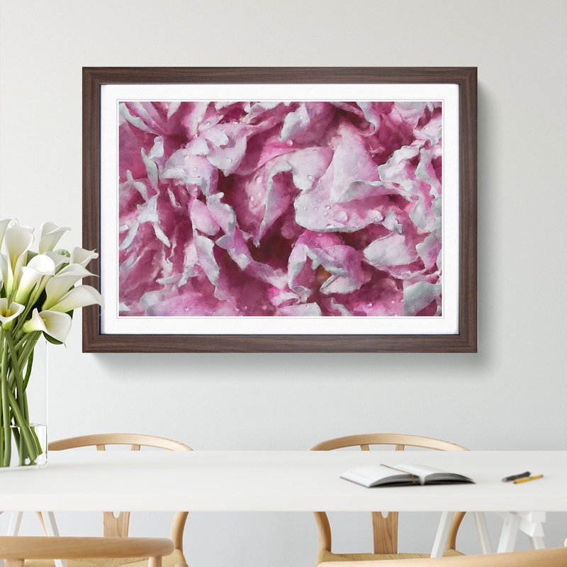Beautiful Pink Carnation Petals - Single Picture Frame Painting on MDF, 62cm H x 87cm W x 2cm D, Walnut