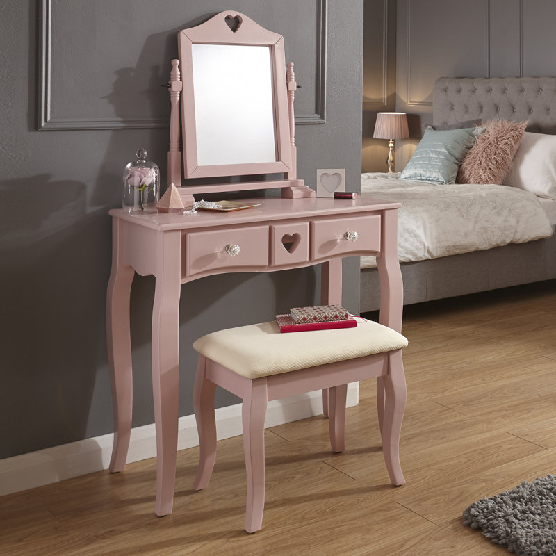 Cambrai Dressing Table with Mirror, Pink