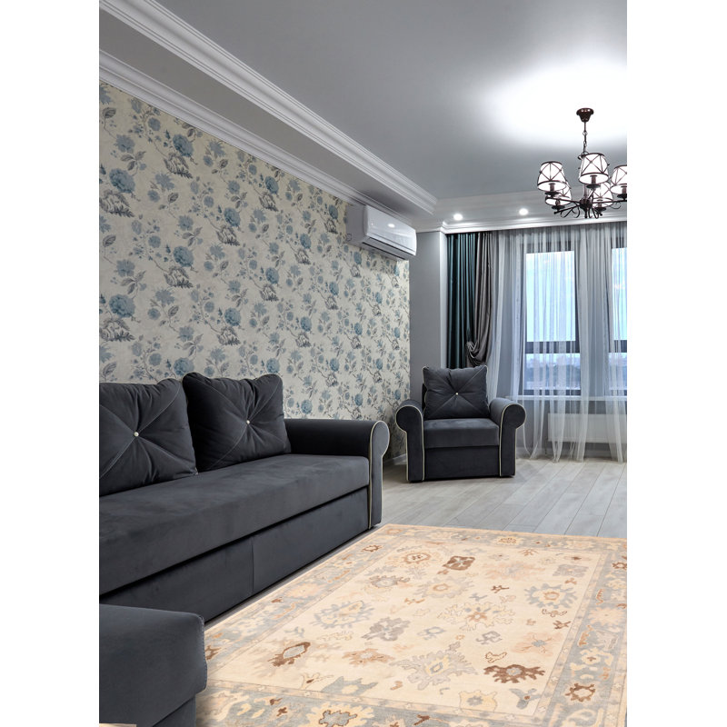 Tapis ivoire moderne Oushak 8 pi 0 po x 10 pi 0 po