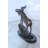 Bronze Moose Statue on Marble Base with Antlers Raised 10" x 6" x 9"H