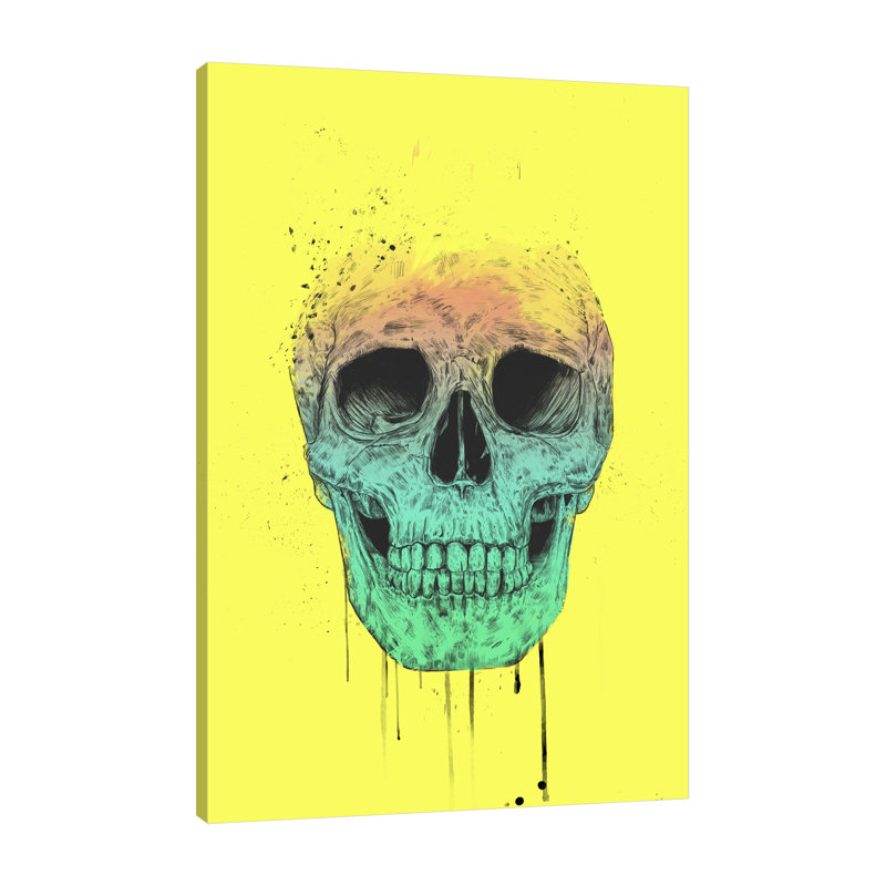 "Pop Art Skull", toile tendue par Balazs Solti, H 36 po x l 24 po x P 1,5 po