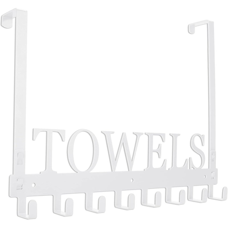 Crochets au-dessus de la porte avec 8 crochets, porte-serviettes robuste pour la cuisine de la chambre à coucher, porte-serviettes mural ou à suspendre, acier au manganèse durable, conception peu encombrante