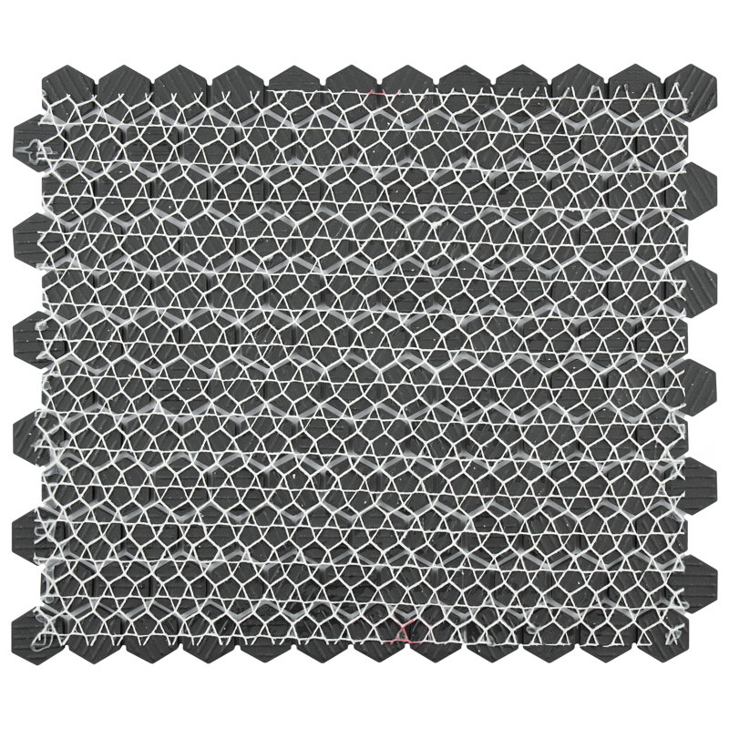 Metropolis 1" Hex Unglazed Black 10-1/4" x 12" Porcelain Mosaic Floor and Wall Tile