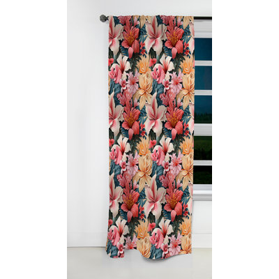 Tropicana fantaisie motif tropical II - Rideau floral - Rideau floral occultant en velours - 1 panneau