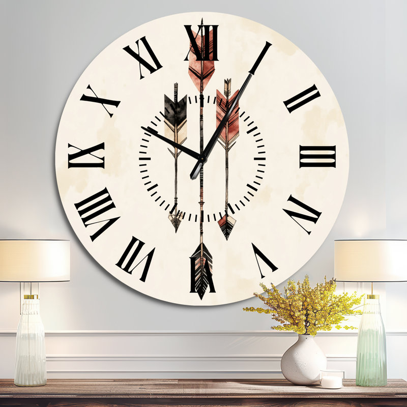 Balance tribale - Horloge murale ronde en métal de style bohème, Surdimensionné
