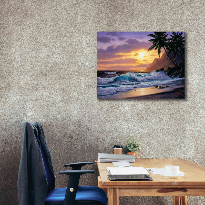 «Sunsets at the beach Never Get Old» par Anthony Casay, art mural sur toile, L 34 po x H 26 po