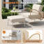Rattan Patio Conversation Set, Outdoor Lounge Chair With Ottoman & Round Coffee Table