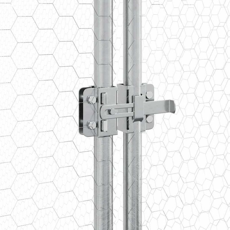  Chicken Cage Silver Galvanised Steel, 182cm H x 400cm W x 105cm D