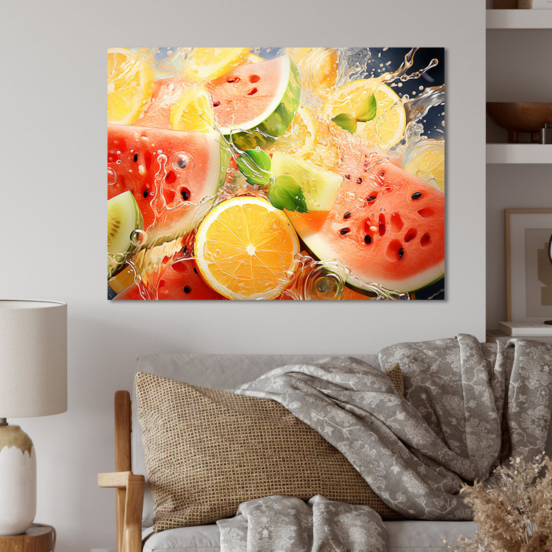 «Yellow Fruitful Watermelons Explosion I - Melon», art mural en métal MT135277, H 12 po x l 20 po x P 1 po