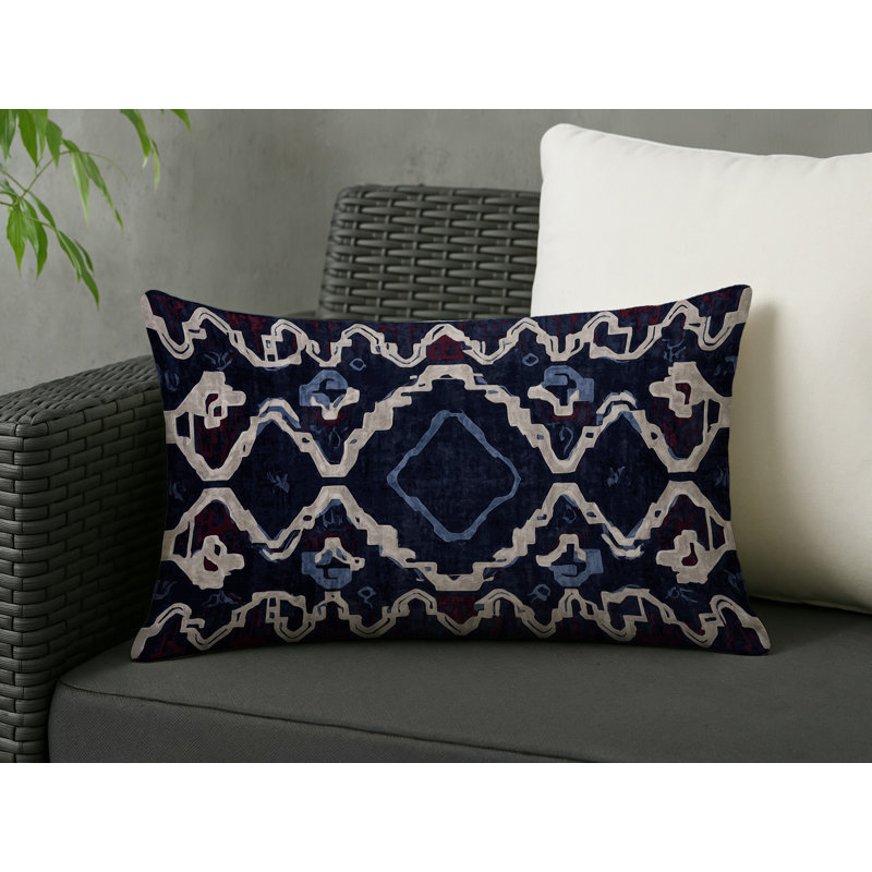 Coussin décoratif intérieur et extérieur Modern, Rectangle H 14 po x l 20 po, Gris géométrique 60