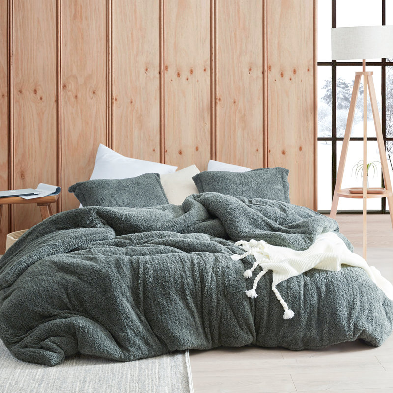 Polyester Baffle Box Stitch Comforter, Gray, Twin XL Comforter + 1 Sham