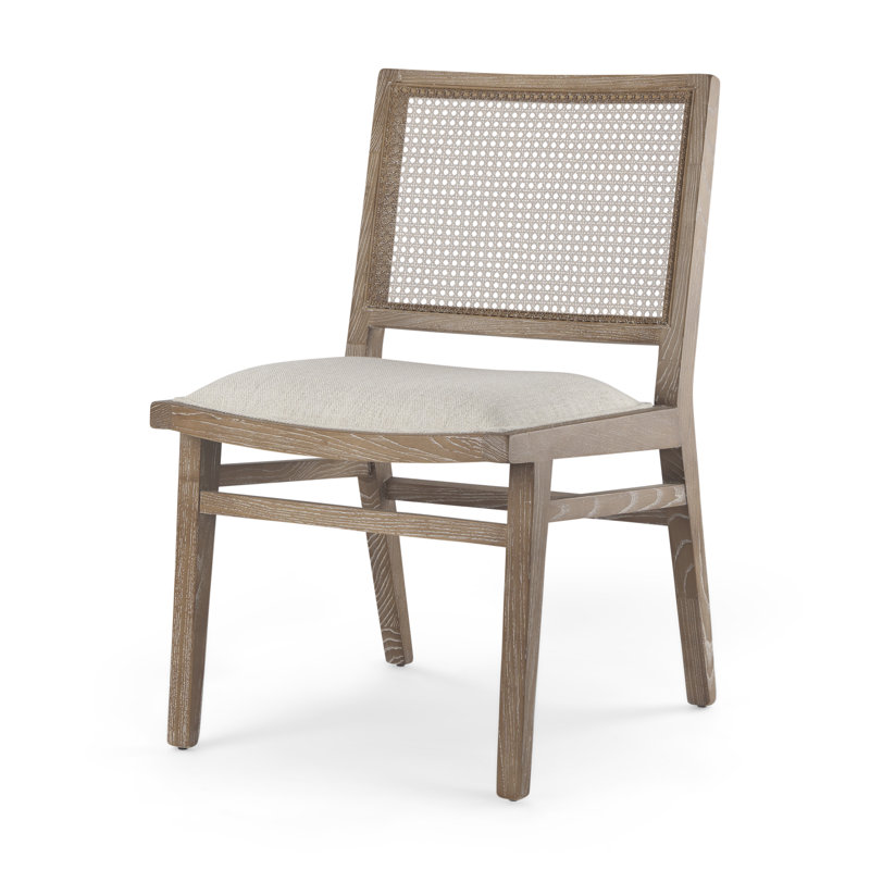 Chaise d'appoint à dossier à lattes Akeda, Crème, Brun