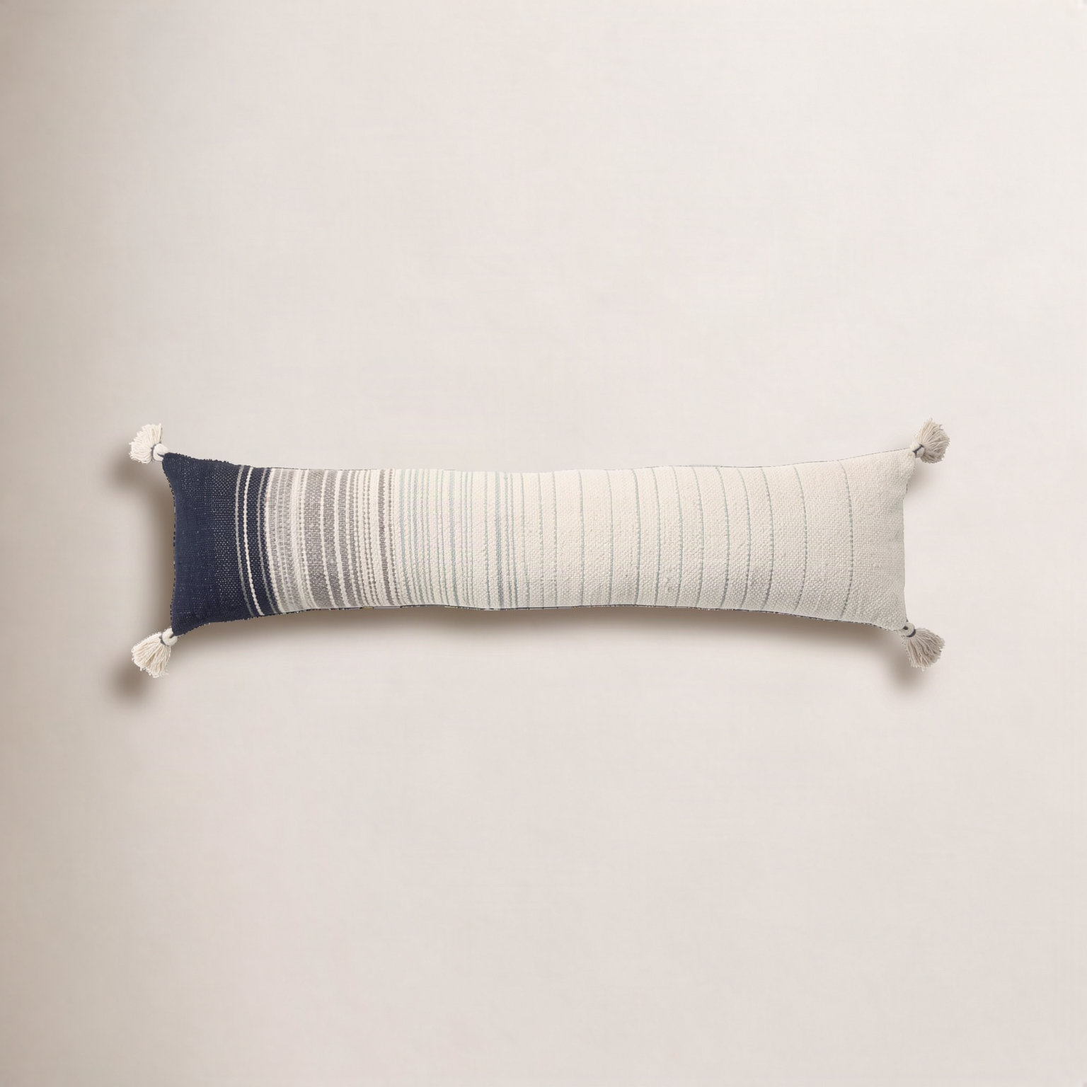 Curry Striped Cotton Lumbar Throw Pillow, Down