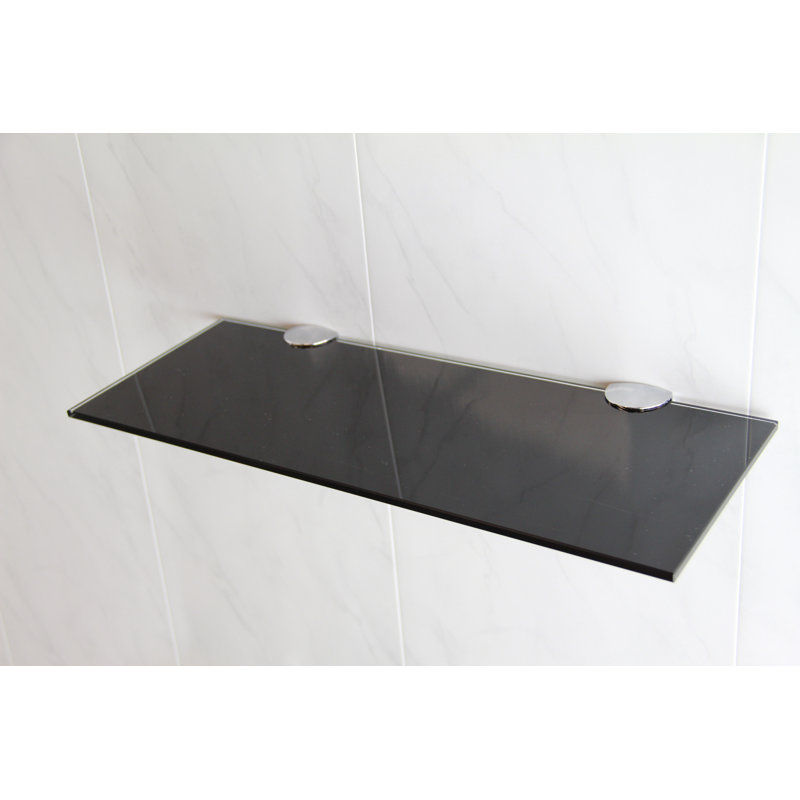 Fanniemae Glass Floating Shelf with Adjustable Shelves, Black, 0.6cm H x 40cm W x 15cm D