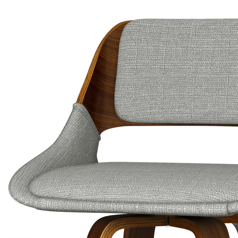 Carly Gray Upholstered Swivel Counter Stool with Walnut Back
